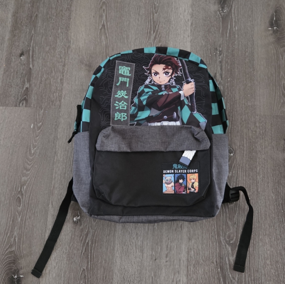 Demon Slayer: Kimetsu No Yaiba Tanjiro Kamado Teal Checkered Backpack